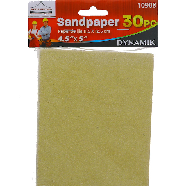 SANDPAPER 30 PACK 4. 5 X 5 INCH
