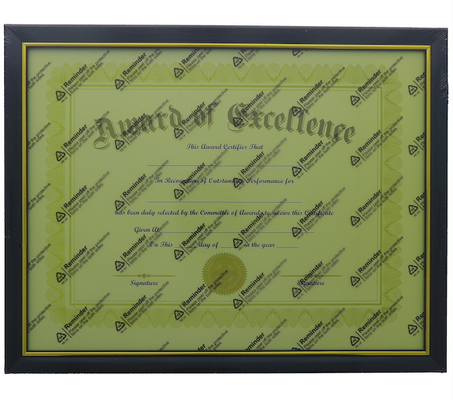 DOCUMENT FRAME BLACK AND GOLD TRIM 8.5 X 11 INCH