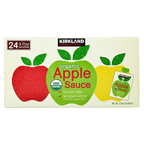 Kirkland Signature Organic Gluten-Free No Sugar Added Applesauce 24 Count 3.17 oz.-set of 2