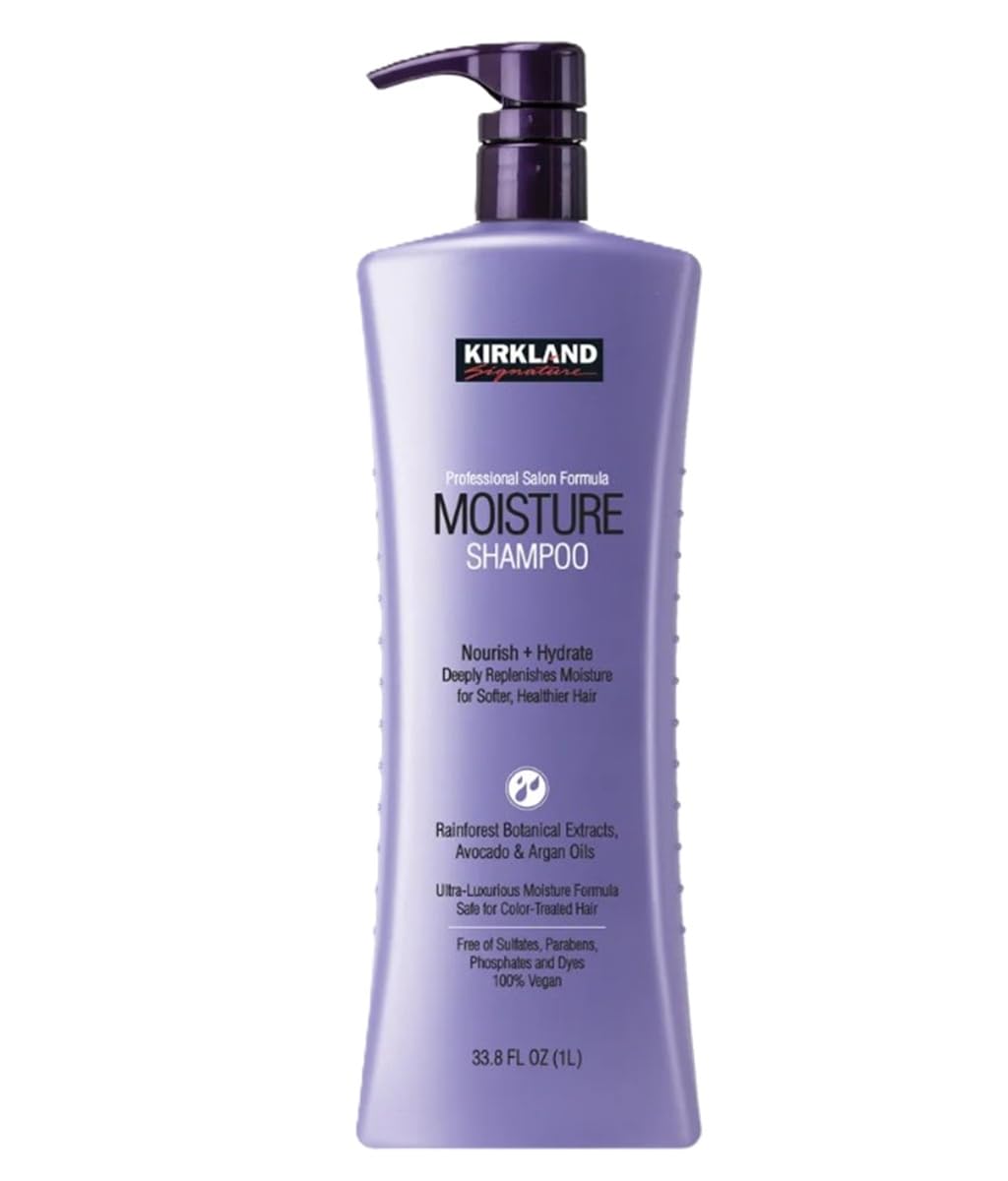 Kirkland Signature Moisturizing Shampoo New and improved formula Rainforest Botanical Extracts Avocado &ampamp Argan Oils