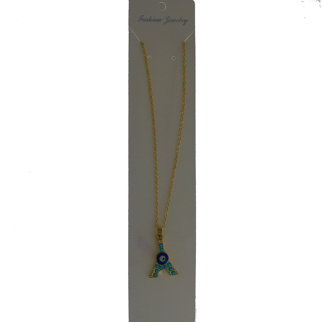 GOLD BLUE EYE TRUQUOISE TOWER NECKLACE