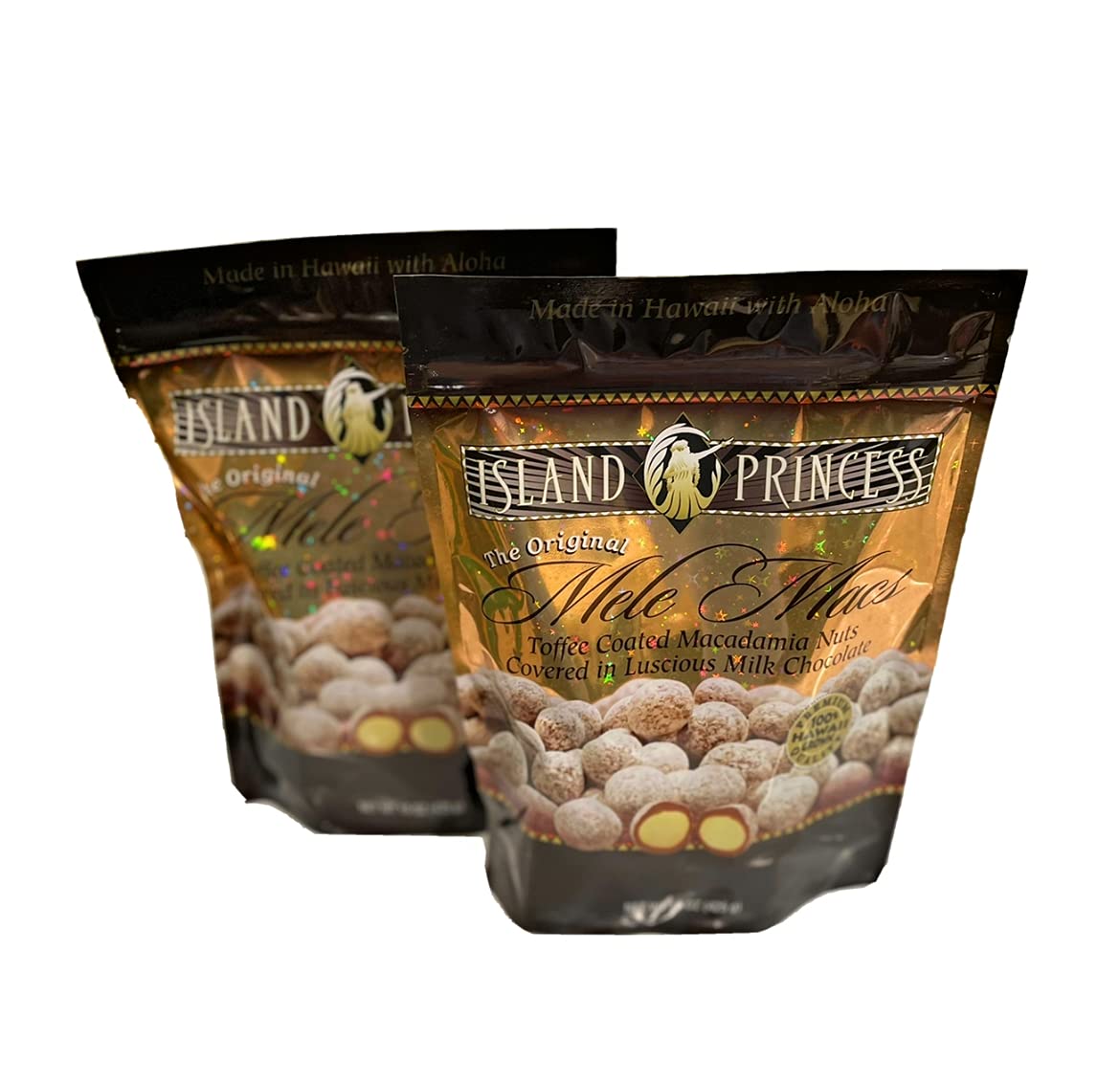Island Princess 2 set - Mele Macs Toffee Coated Macadamia Nuts Covered in Milk Chocolate 15 Ounce Bag