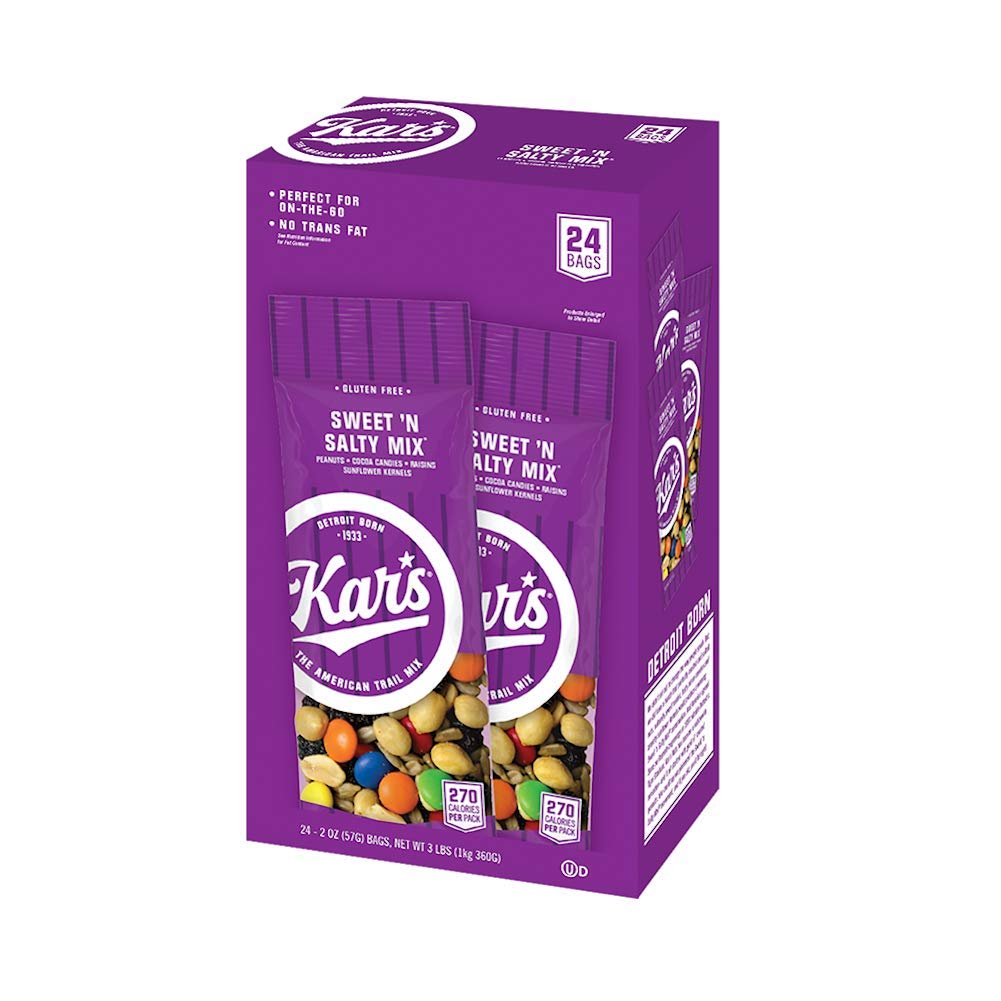 Kars Nuts Original Sweet N Salty Trail Mix 2 oz Individual Packs  Bulk Pack of 24 Gluten-Free Snacks