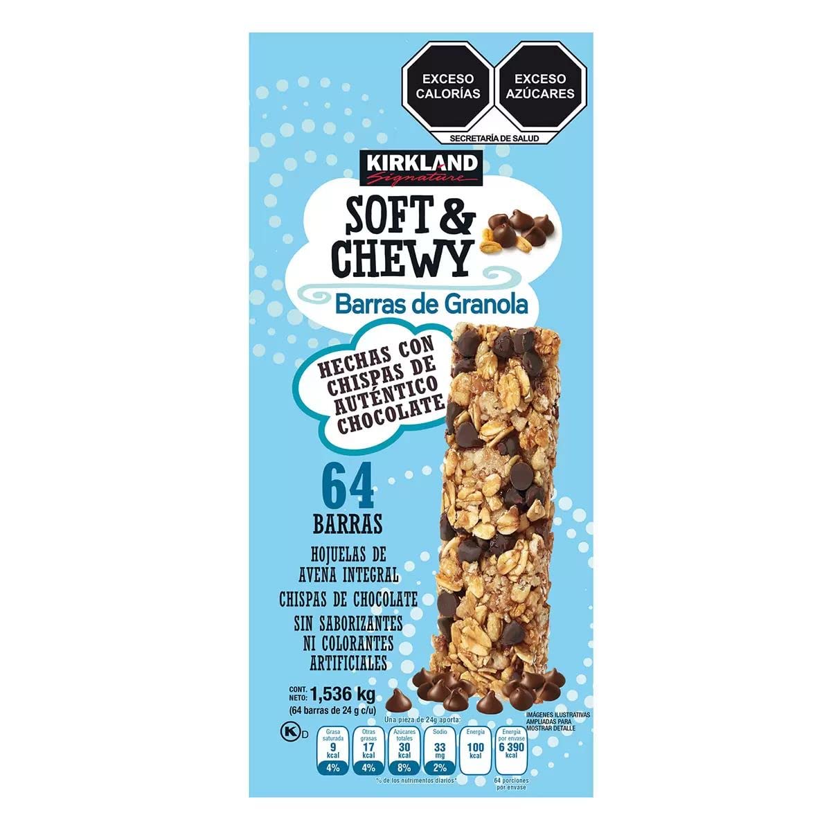 Kirkland Signature Soft &ampamp Chewy Chocolate Chips Granola Bars 54.4 oz