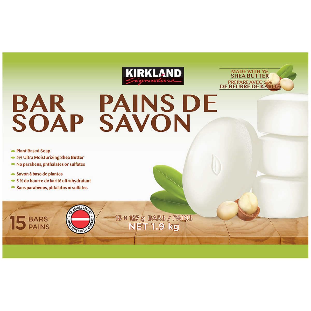 KIRKLAND Signature Bar Soap with Shea Butter 4.5 Ounce 15 Count
