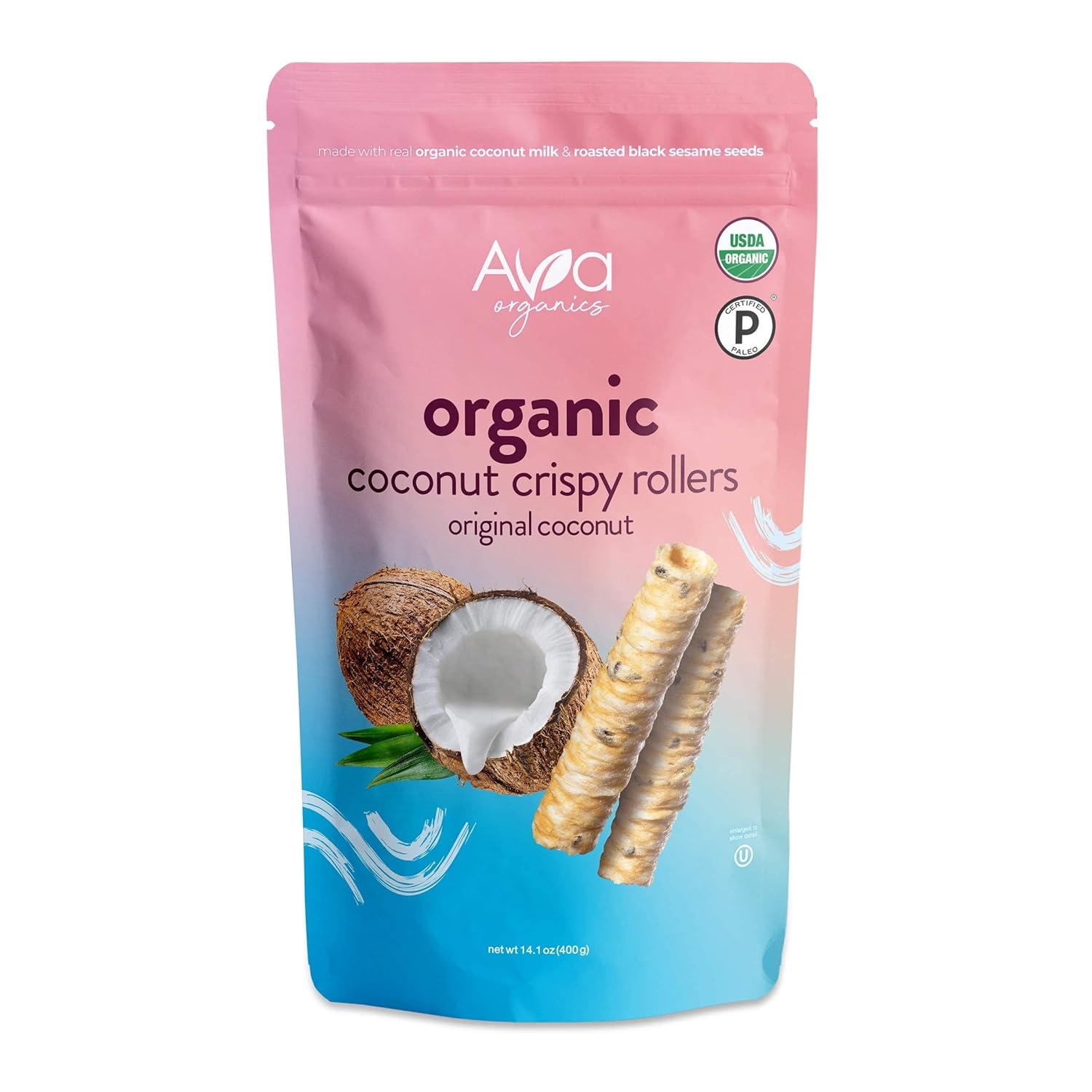 Ava Organics - Coconut Crispy Rollers - Original Coconut Family Size - 14.1 oz bag