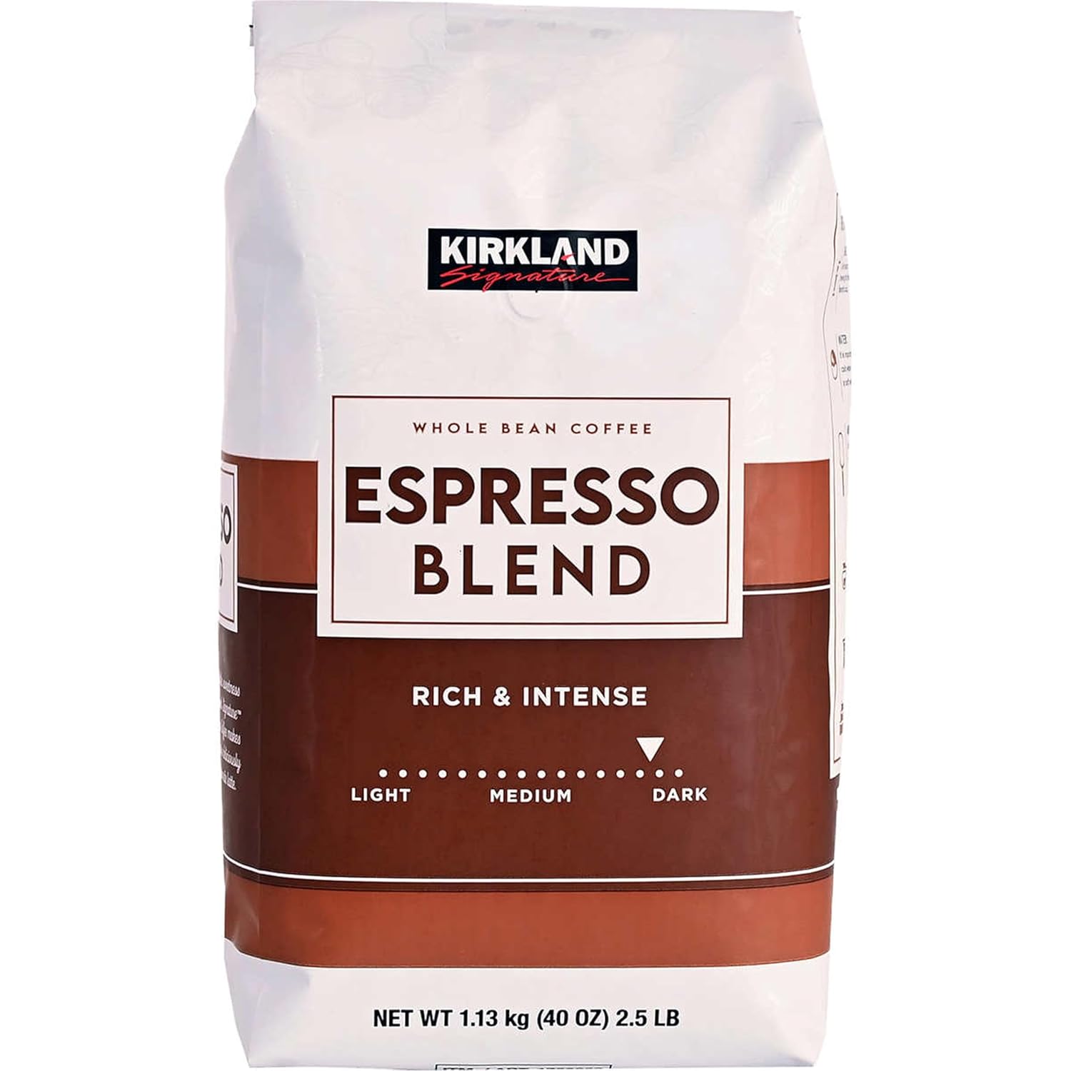 Kirkland Signature Espresso Blend Coffee Dark Roast Whole Bean 40 Ounce