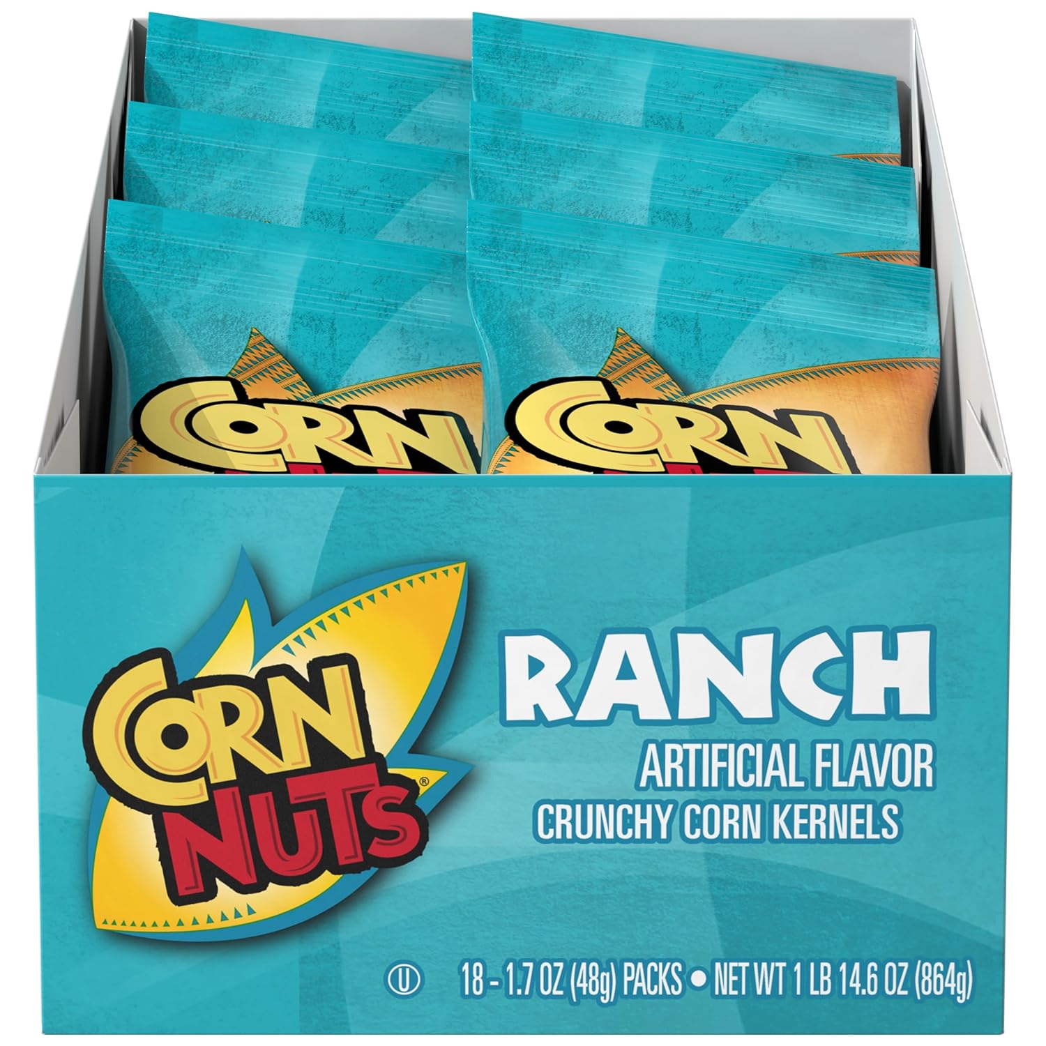 CORN NUTS Ranch Flavored Corn Kernels Crunchy Corn Snacks Snack Box Variety Packs for Adults 1.7 oz. Pack of 18
