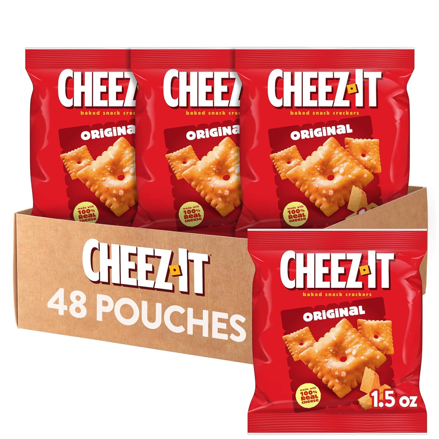 Cheez-It Cheese Crackers Baked Snack Crackers Lunch Snacks Original 45 Pouches