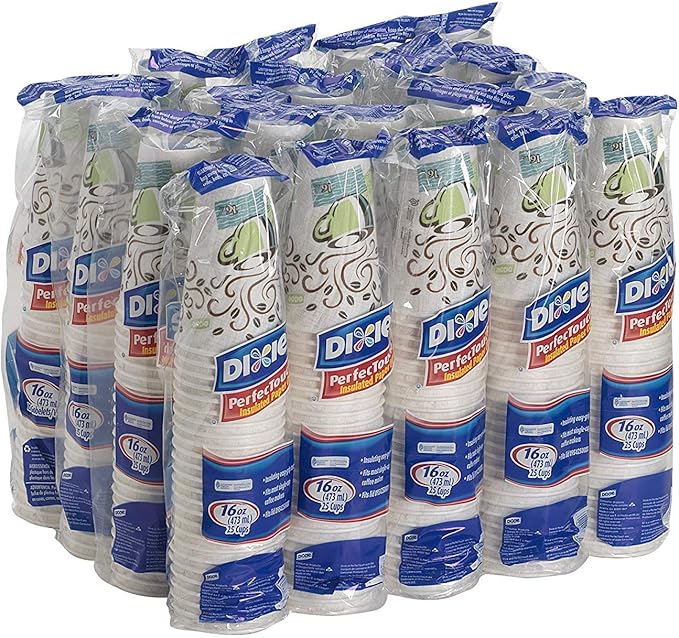 Dixie PerfecTouch Insulated Paper Hot Cups, Coffee Haze, 16 oz, 500 ct