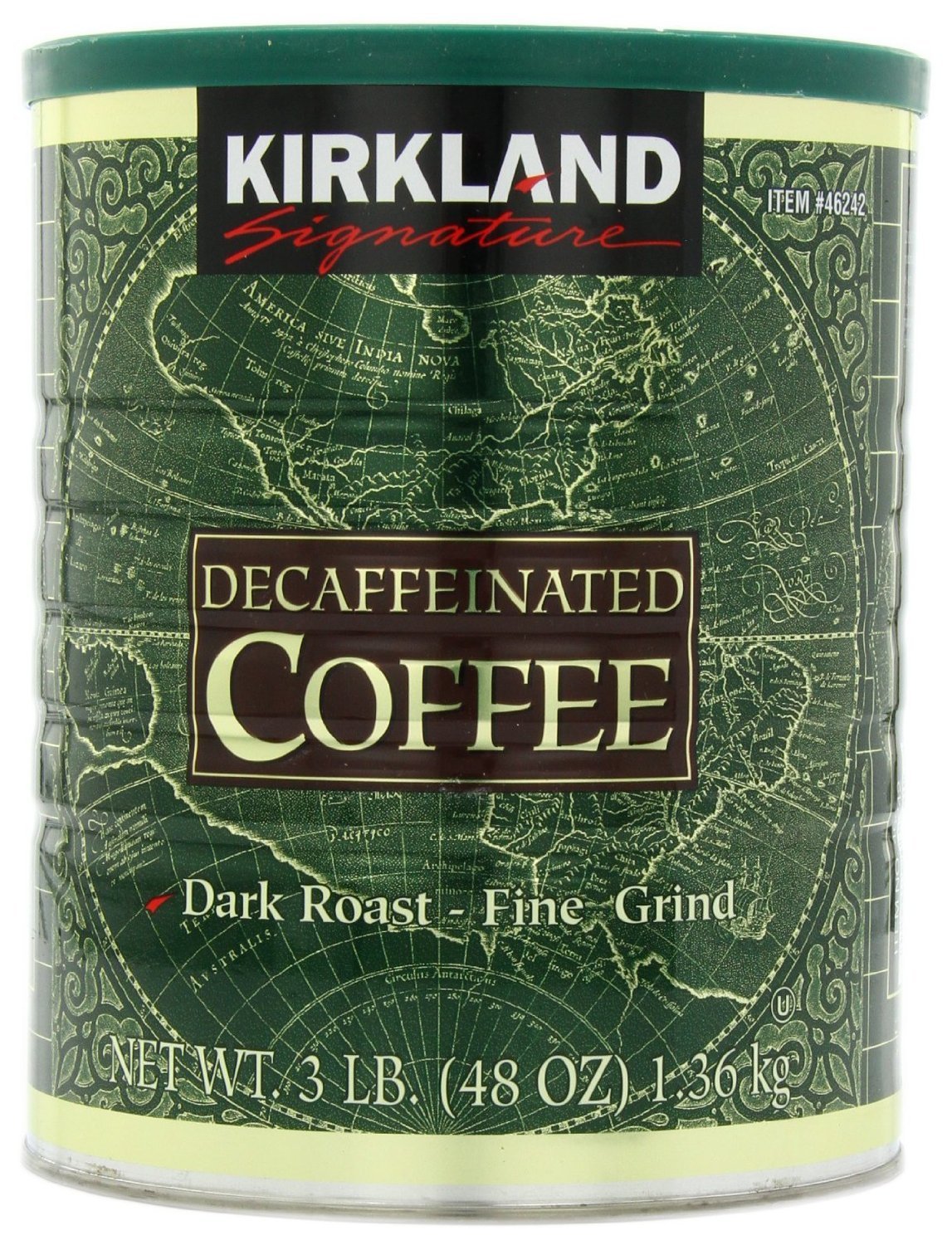 Kirkland Signature 100 Colombian Dark Roast Decaffeinated Ground Coffee - 1.36kg