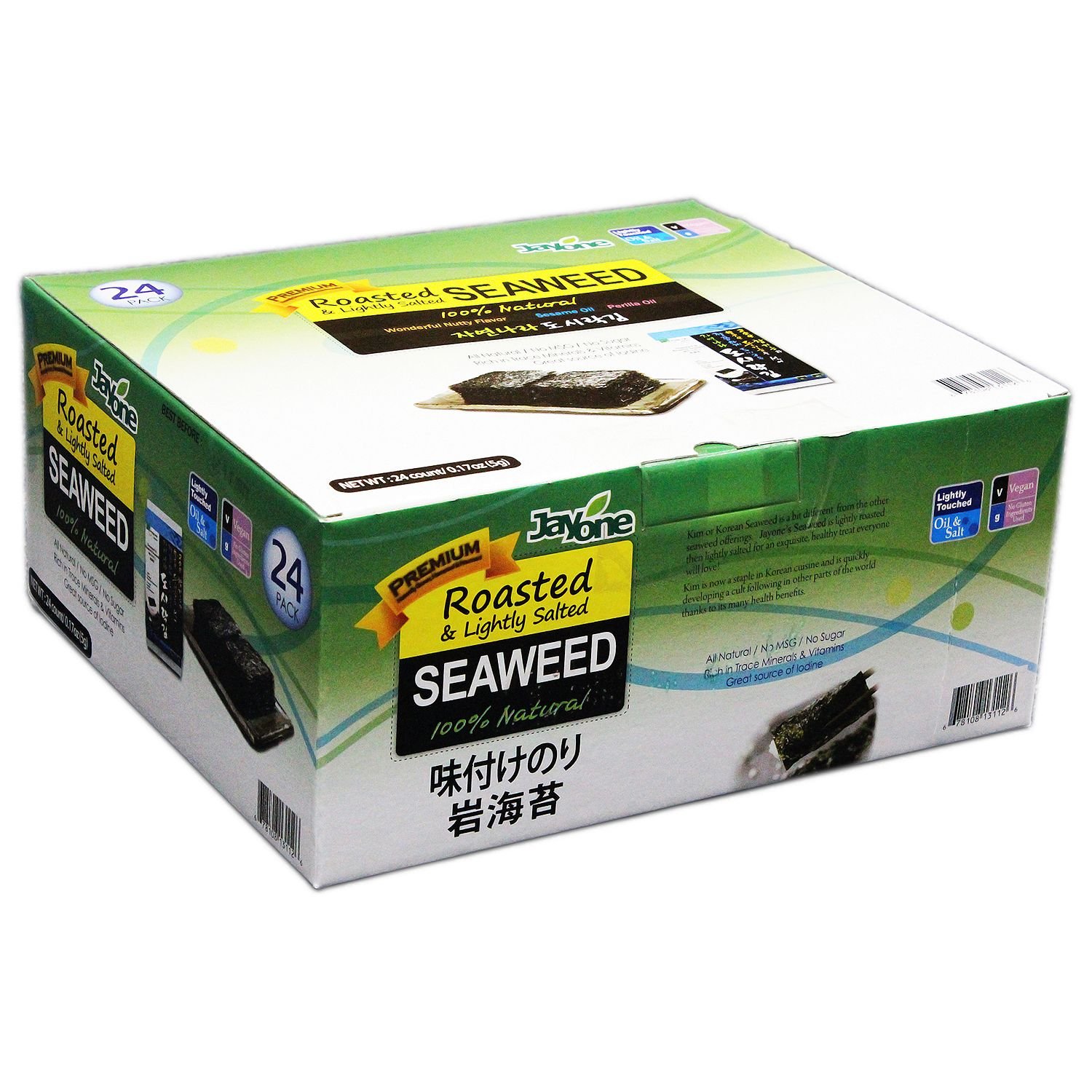 Jayone Roasted &ampamp Lightly Salted Seaweed 0.17 oz. bags 24 ct.