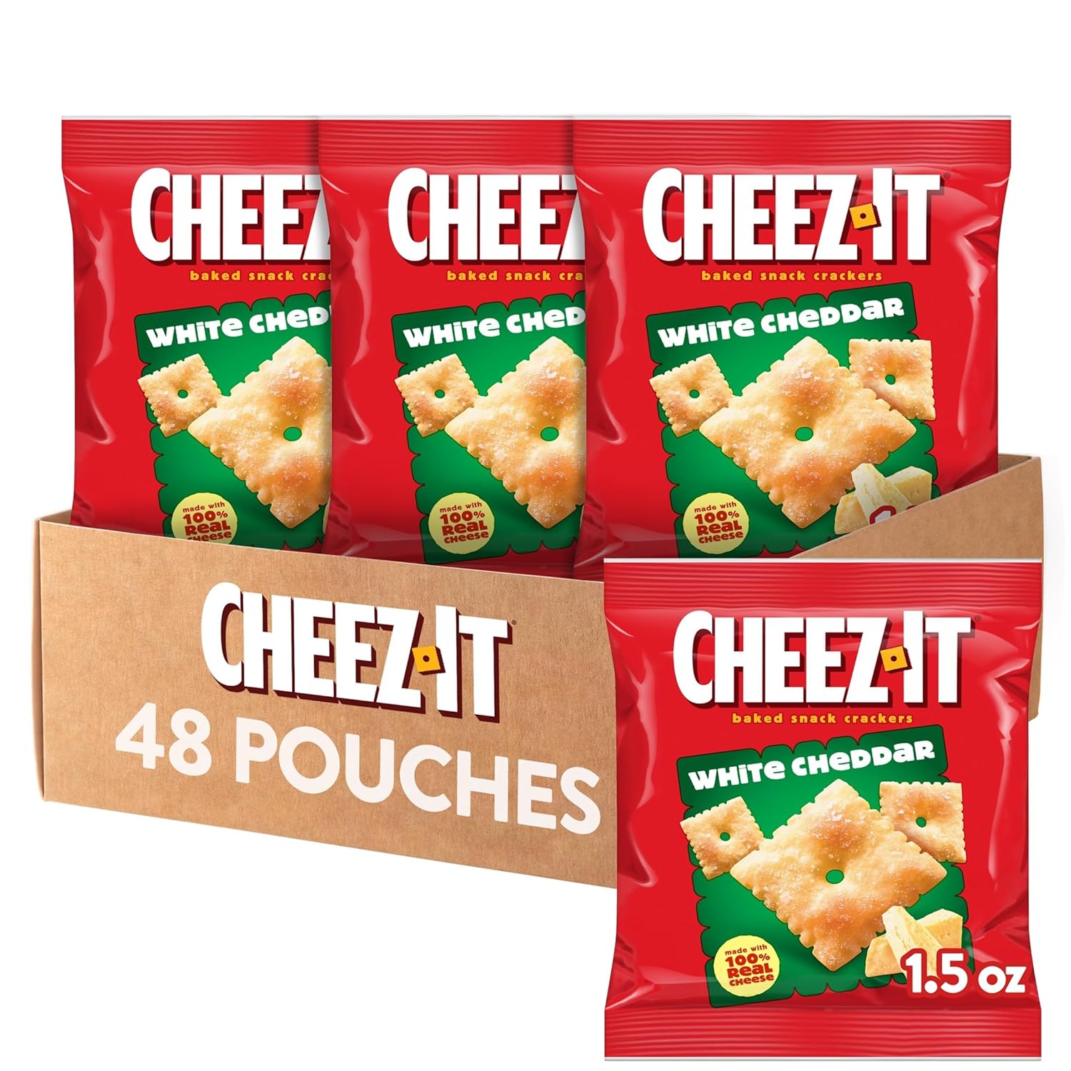 Cheez-It Cheese Crackers Baked Snack Crackers Lunch Snacks White Cheddar 45 Pouches
