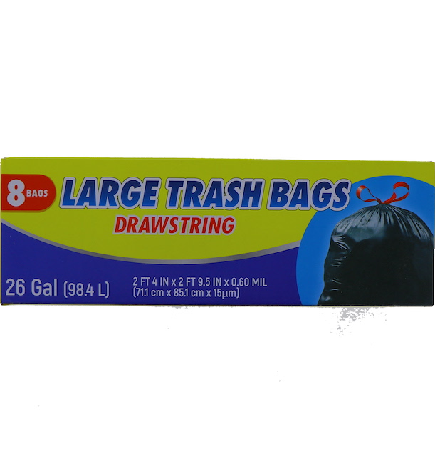 LARGE TRASH BAG 26 GALLOON 8 BAG