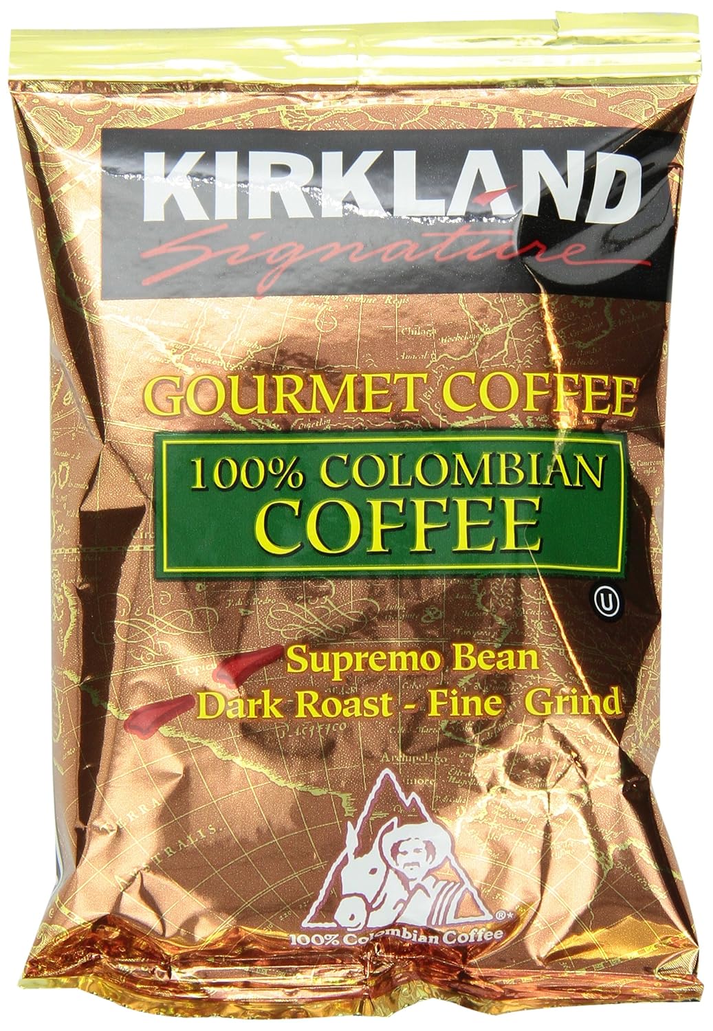 Kirkland Signature 100 Colombian Coffee Supremo Bean Dark Roast Fine Grind 42 PouchesPack of 1