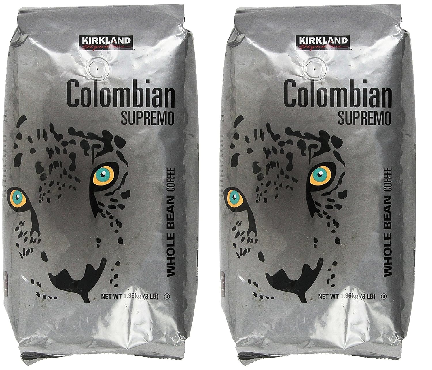 Kirkland Signature Colombian Supremo Whole Bean Coffee 3 Pound 2 Pack