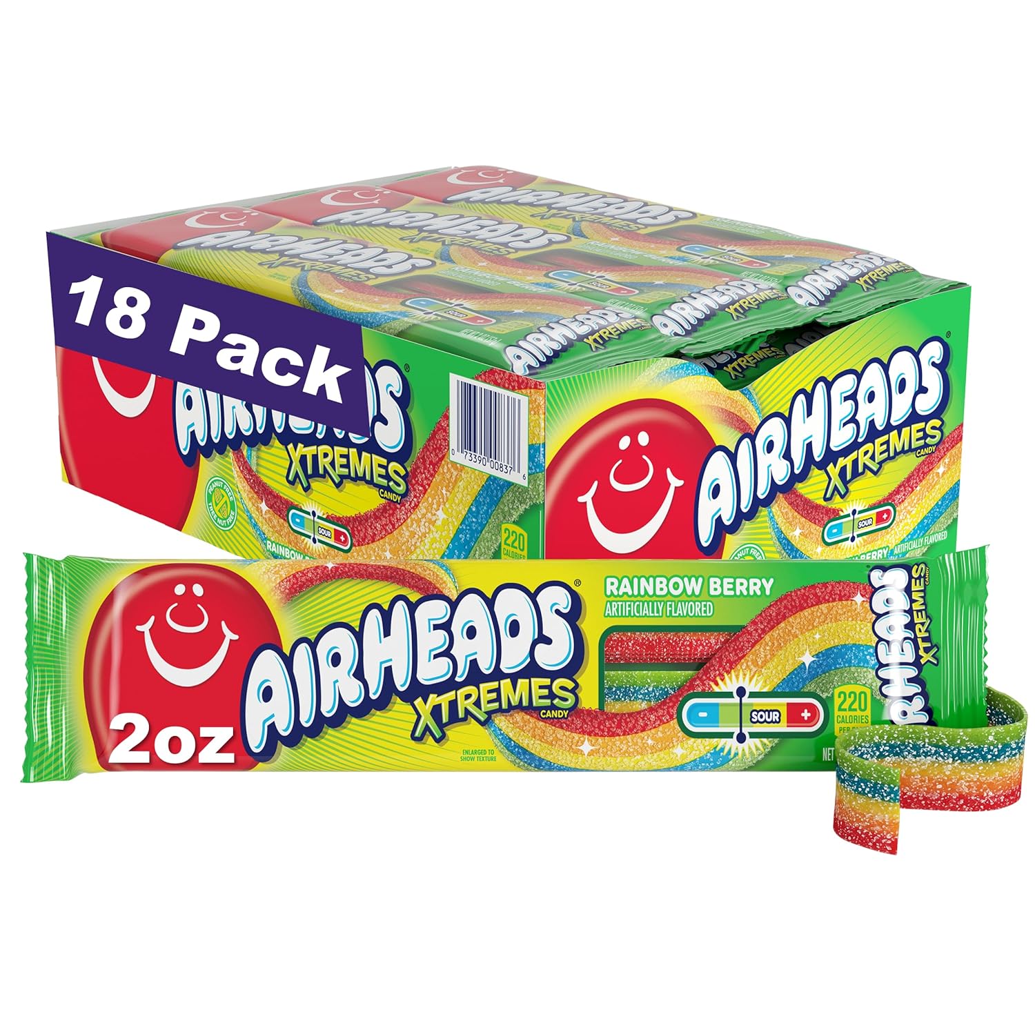 Airheads Xtremes Rainbow Berry Bites - 18 count - 2 oz each Sweet and Sour Candy